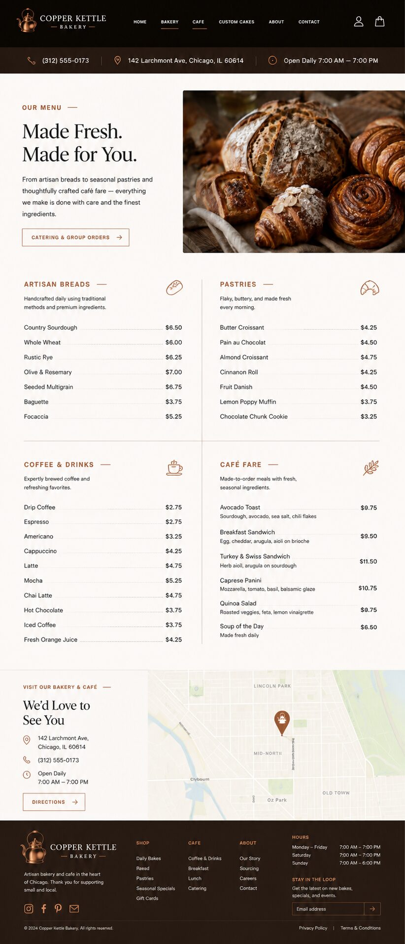 Menu design mockup